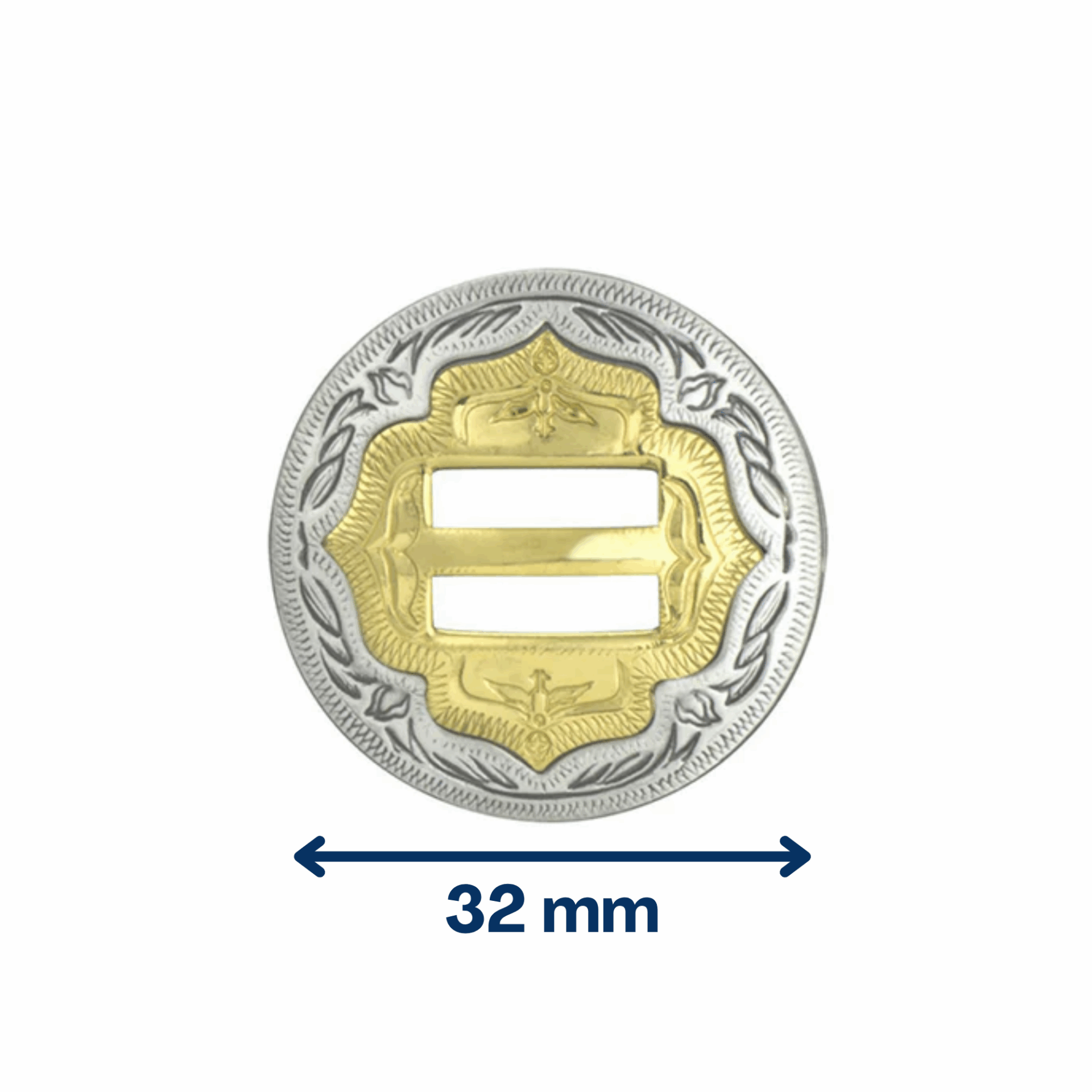 Concho argent et or à lacer – 32 mm