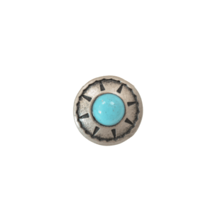 Concho rond natif vieil argent – turquoise