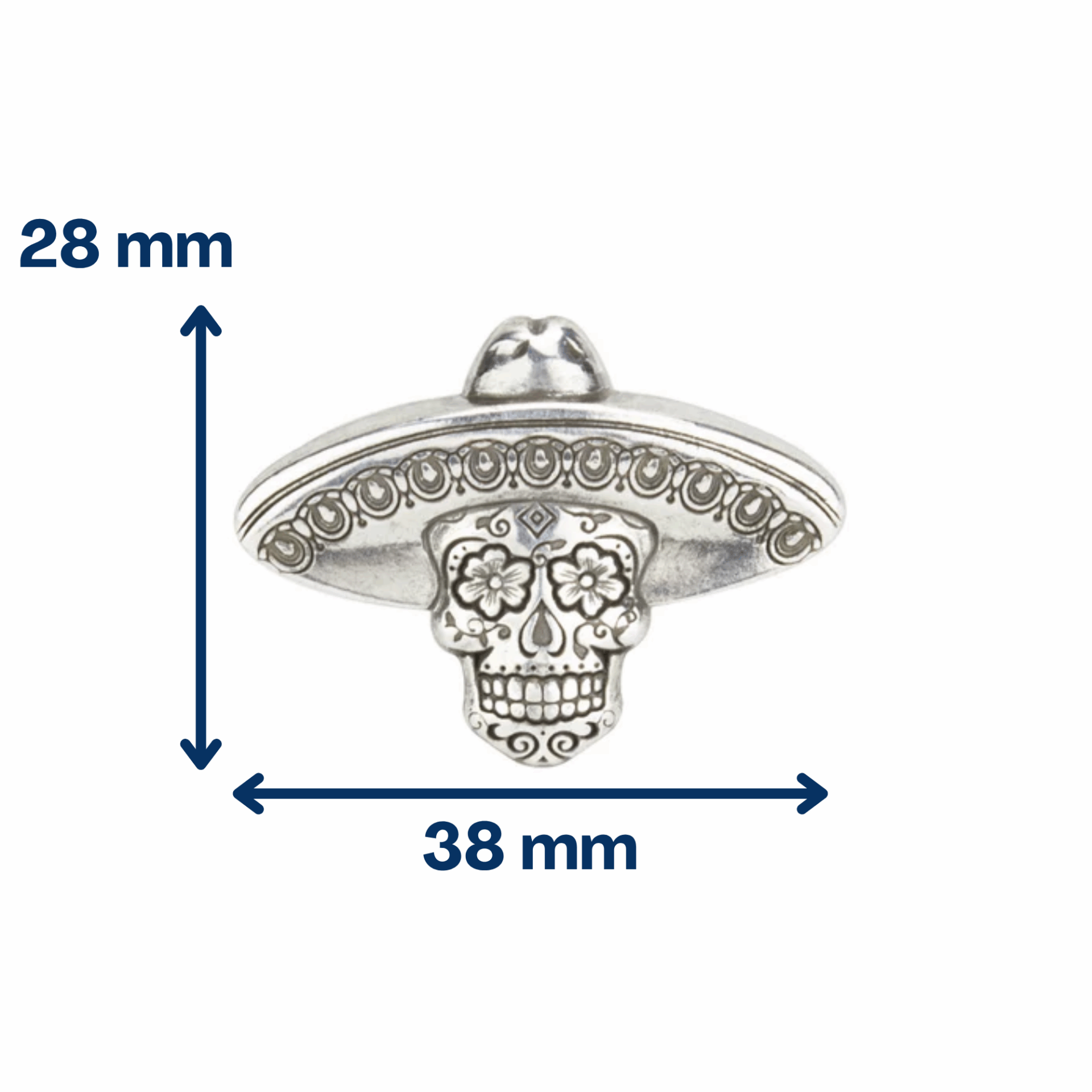 Concho pour cuir tête de mort mexicaine – chapeau