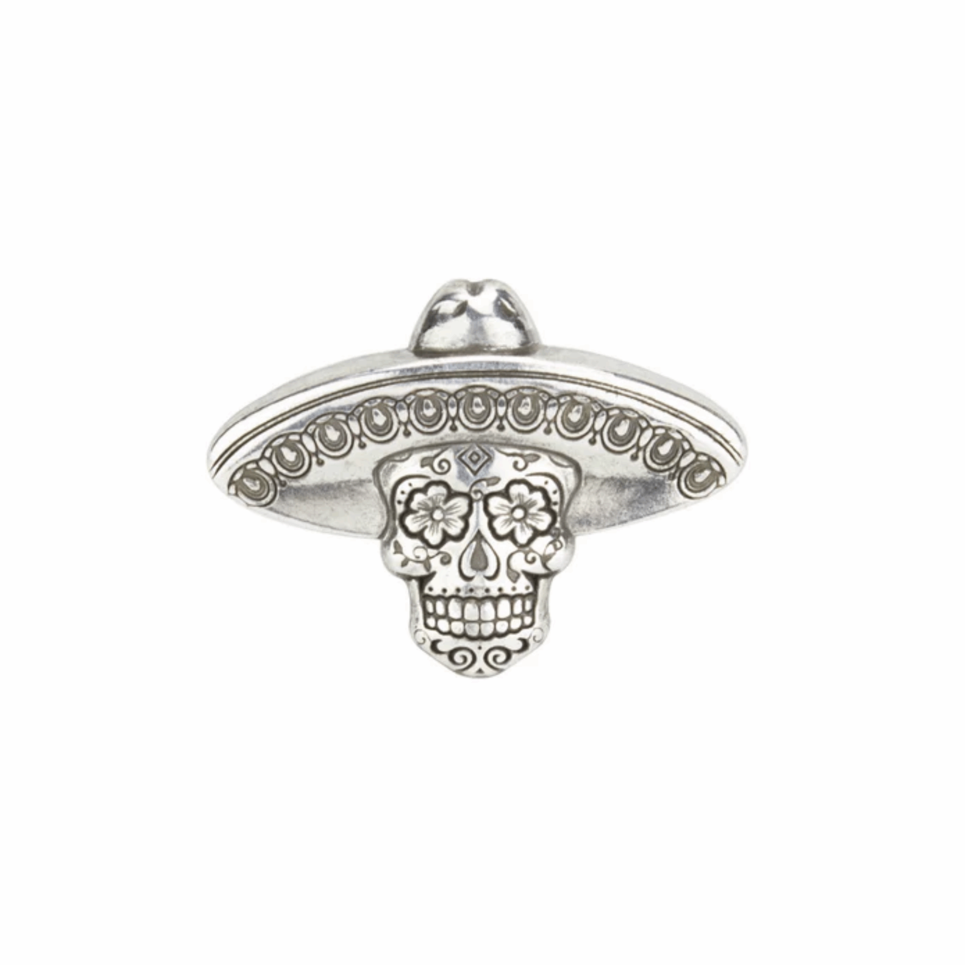 Concho pour cuir tête de mort mexicaine – chapeau