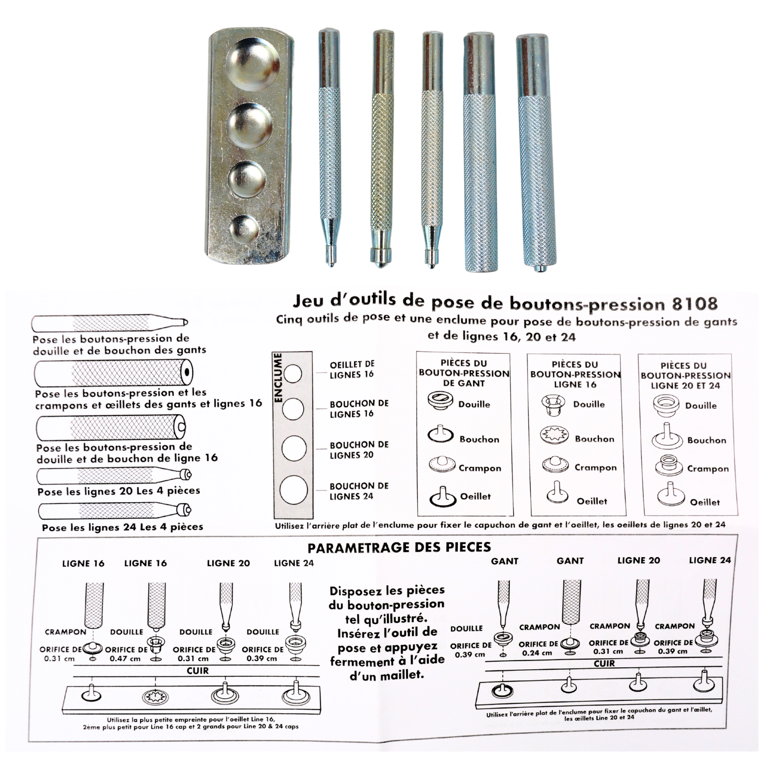 Jeux de pose pour pressions Tandy Leather – Image 3