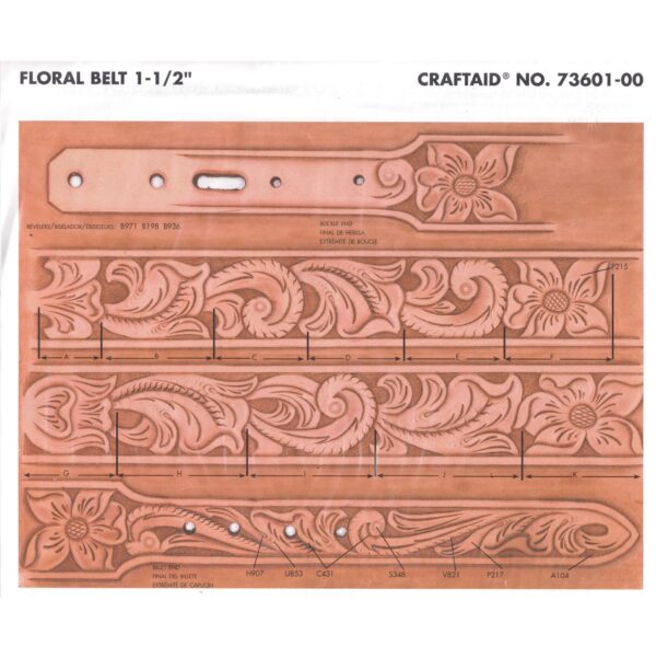Calque pour le transfert de motifs - motif floral pour ceinture