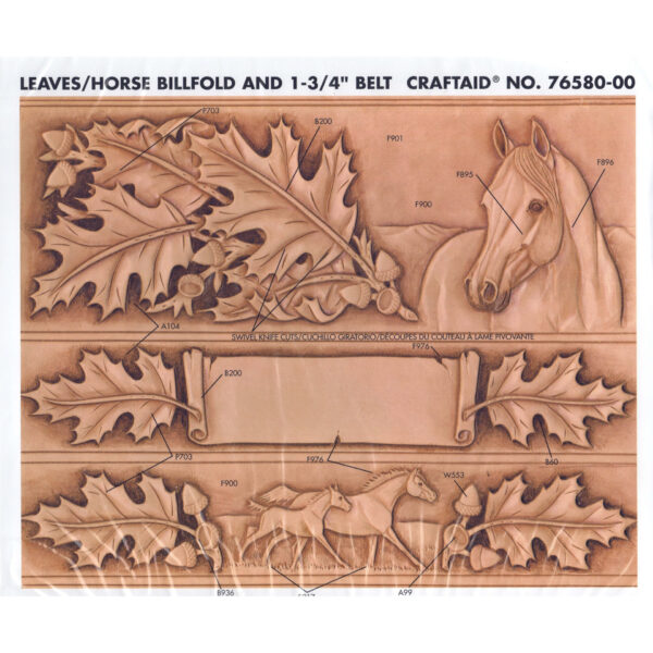 Calque pour le transfert de motifs - feuilles et chevaux