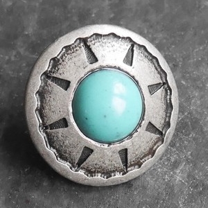 Concho rond natif vieil argent – turquoise