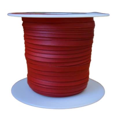 Lacet plat de cuir tannage végétal rouge - Kangourou - Haut de gamme