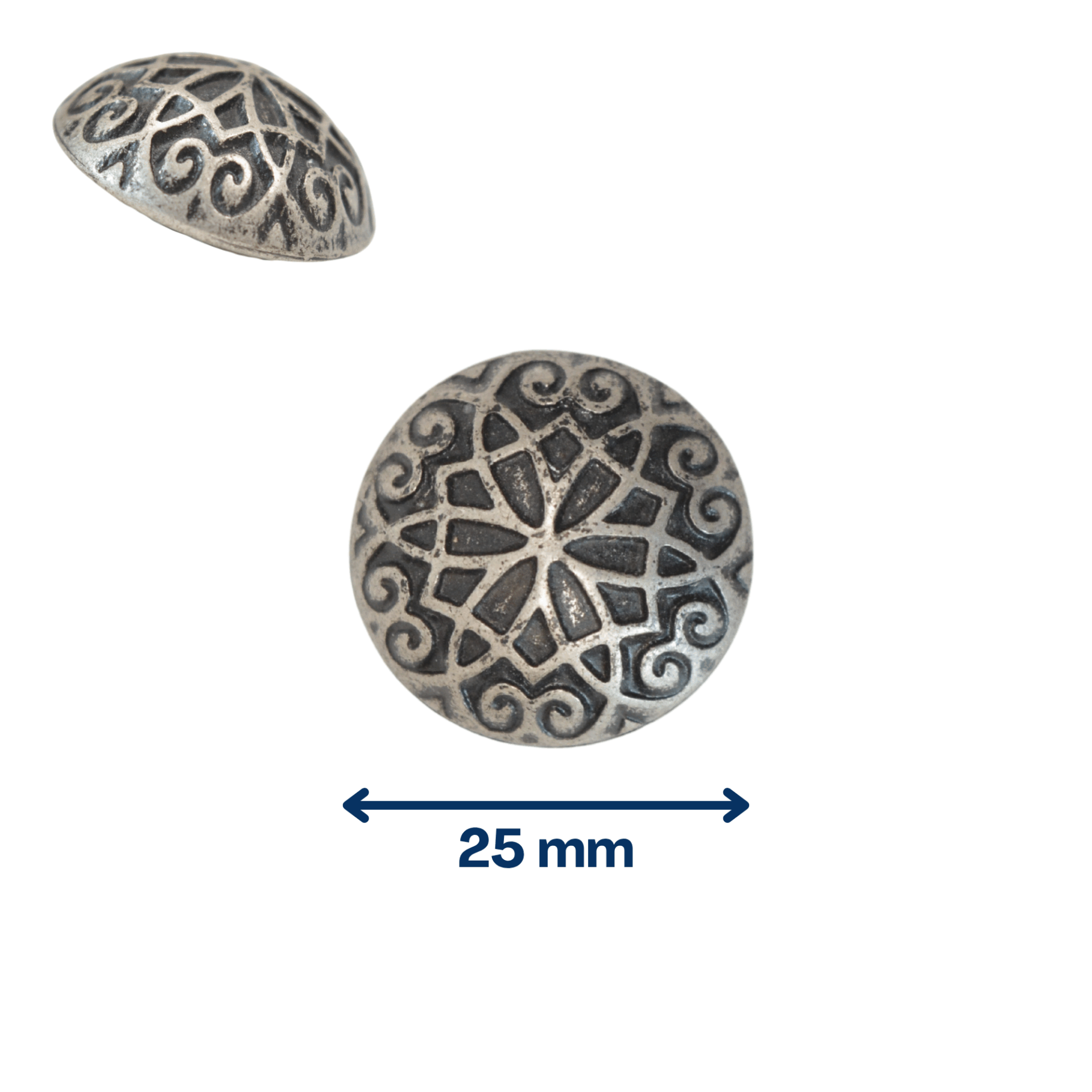 Nœud gothique vieil argent 25 mm