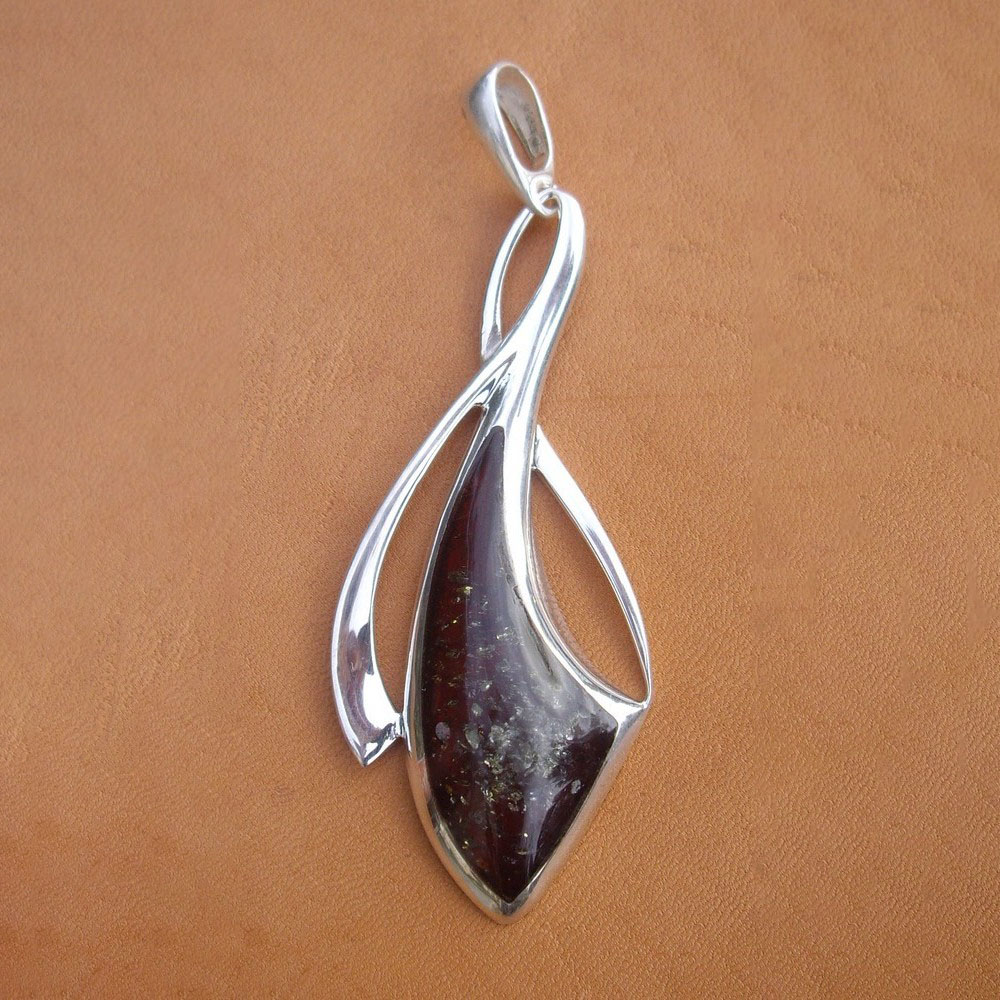 Pendentif en argent et ambre - Wanda