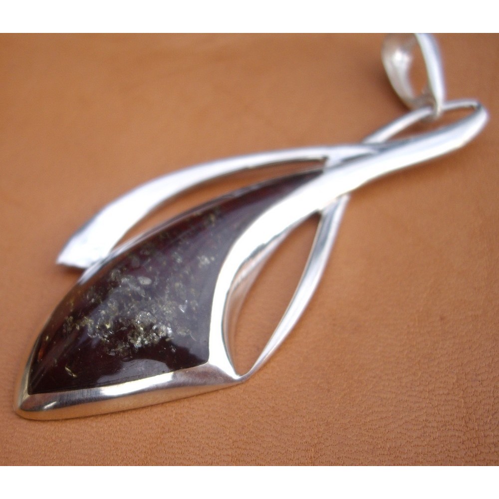 Pendentif en argent et ambre - Wanda – Image 2