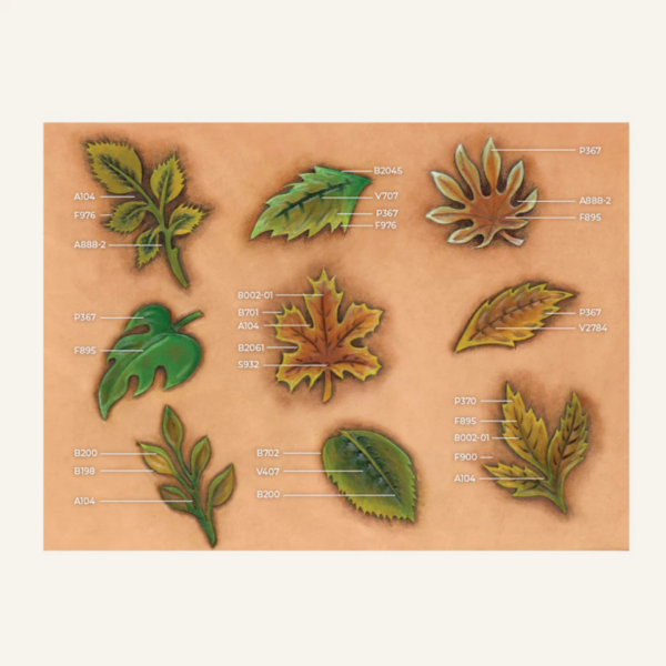 Calque de repoussage pour cuir, motif feuilles