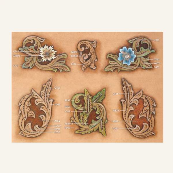 Calque de repoussage pour cuir, motif carving