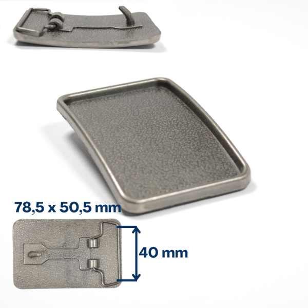 Boucle plaque vierge – Vieil Argent – 40 mm – 11738-07