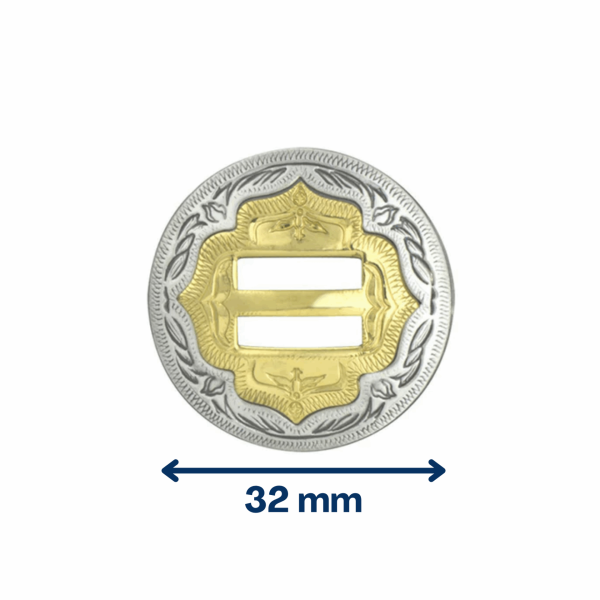 Concho argent et or à lacer – 32 mm