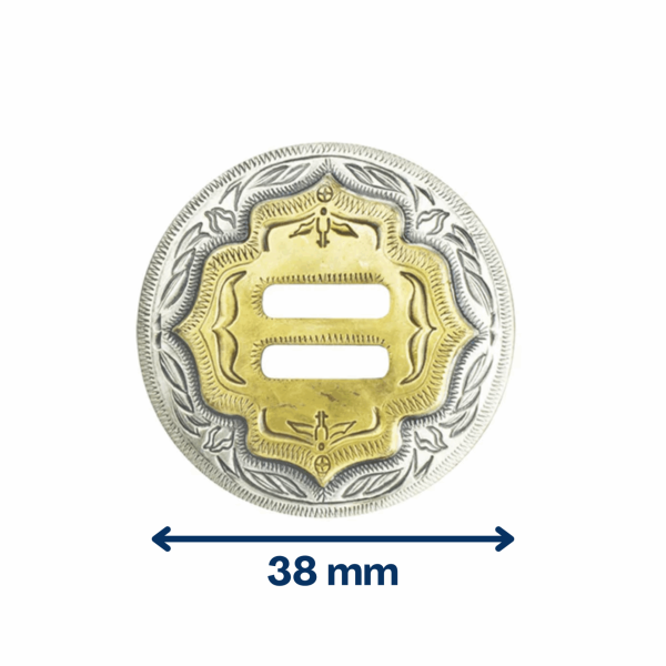 Concho argent et or à lacer – 38 mm