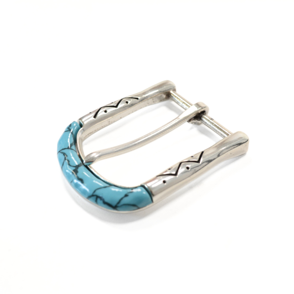 Boucle Mojave – Nickel et Turquoise – 38 mm – 1649-03
