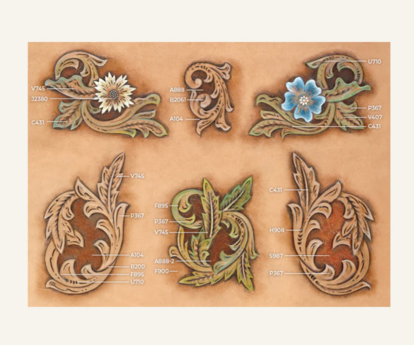 Calque de repoussage pour cuir, motif carving