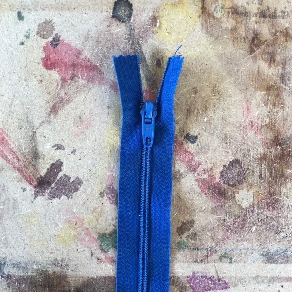 Fermeture à glissière bleu, Aillée 17 cm