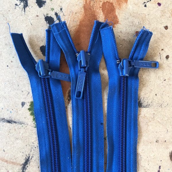 lot de 3 fermetures à glissière bleu, YKK 54 cm