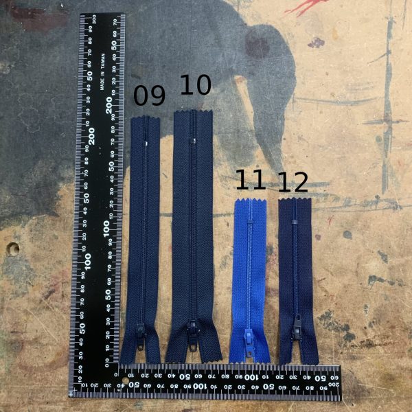 Fermetures à glissières bleu n°10 15cm