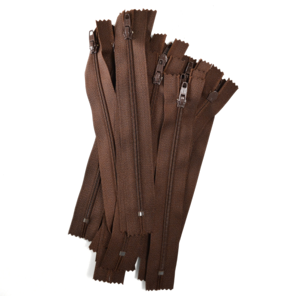 [FIN DE SÉRIE] Lot Fermetures à glissières – Marron 18 cm