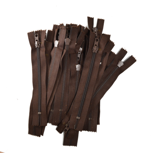 [FIN DE SÉRIE] Lot Fermetures à glissières – Marron 15 cm