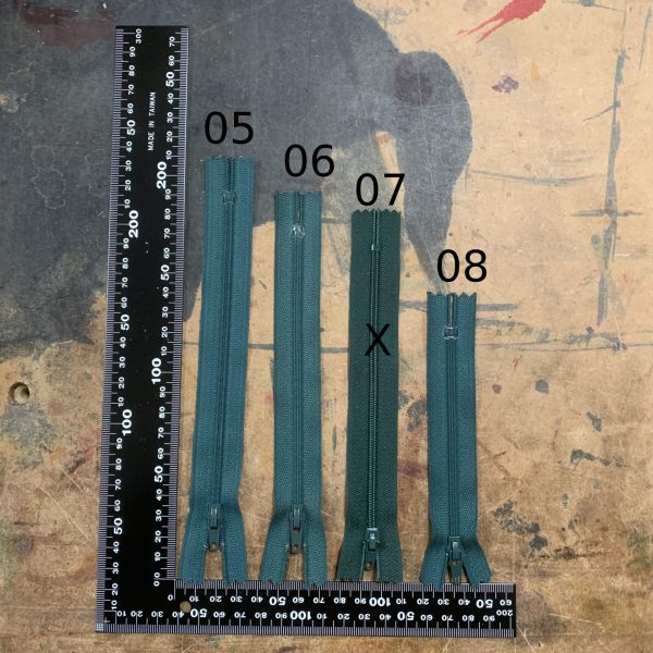 Fermetures à glissières verte n°7 15cm