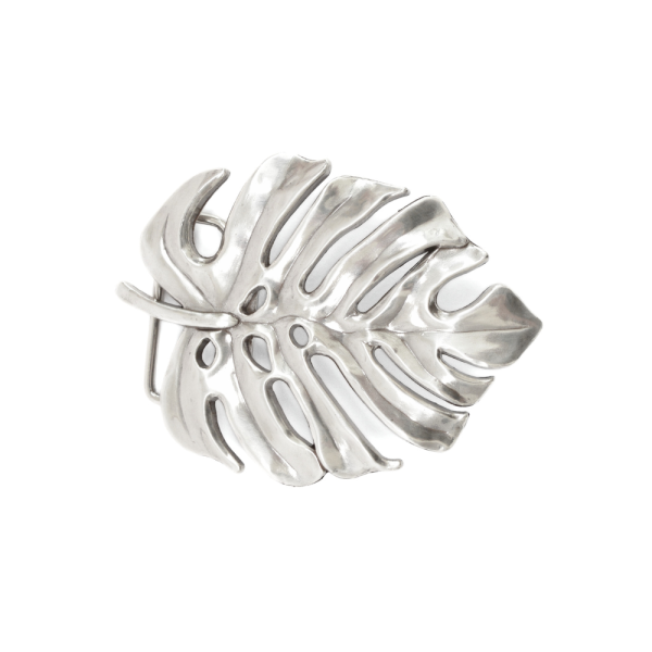 Boucle plaque – Feuille de monstera – Nickel – 40 mm – GX13185PL