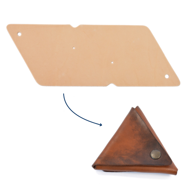 Découpe de porte-monnaie triangle – Tannage végétal